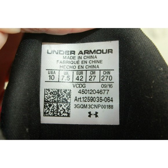 Under Armour Black Leather Lace-up High Top Athletic Sneaker Shoes Size 10 - Picture 7 of 8